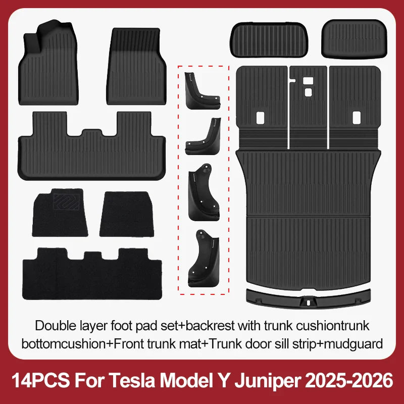 TPE Floor Mats & Luggage Mat for Tesla Model Y Juniper Premium / Performance (2025+) | All-Weather Set