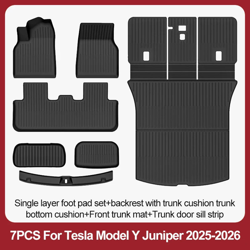 TPE Floor Mats & Luggage Mat for Tesla Model Y Juniper Premium / Performance (2025+) | All-Weather Set