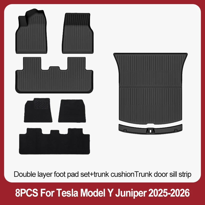 TPE Floor Mats & Luggage Mat for Tesla Model Y Juniper Premium / Performance (2025+) | All-Weather Set