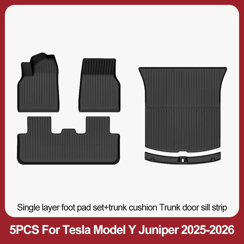 TPE Floor Mats & Luggage Mat for Tesla Model Y Juniper Premium / Performance (2025+) | All-Weather Set