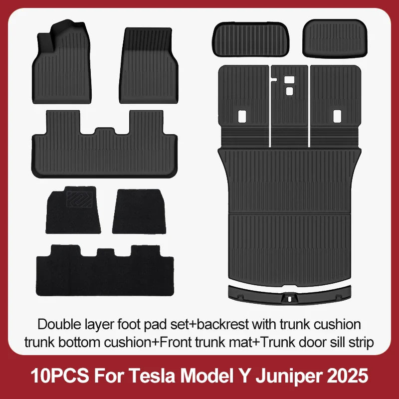 TPE Floor Mats & Luggage Mat for Tesla Model Y Juniper Premium / Performance (2025+) | All-Weather Set