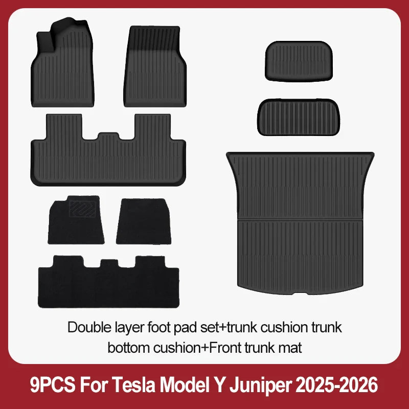 TPE Floor Mats & Luggage Mat for Tesla Model Y Juniper Premium / Performance (2025+) | All-Weather Set
