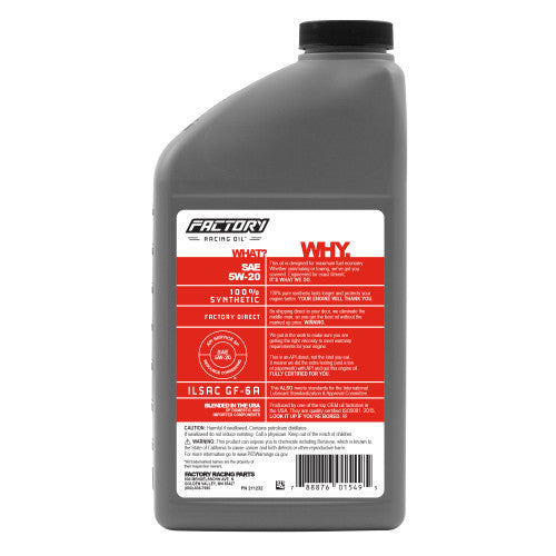 Factory Racing Parts 5W-20 6 Quart Oil Change Kit for Ford Edge Explorer Flex